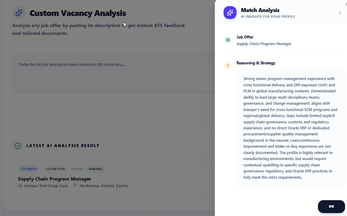 Custom Job Vacancy Analysis - Generate Tailored CV and Cover Letter